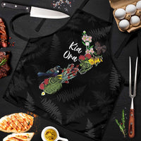 Kia Ora New Zealand Floral Apron Black - Polynesian Pride