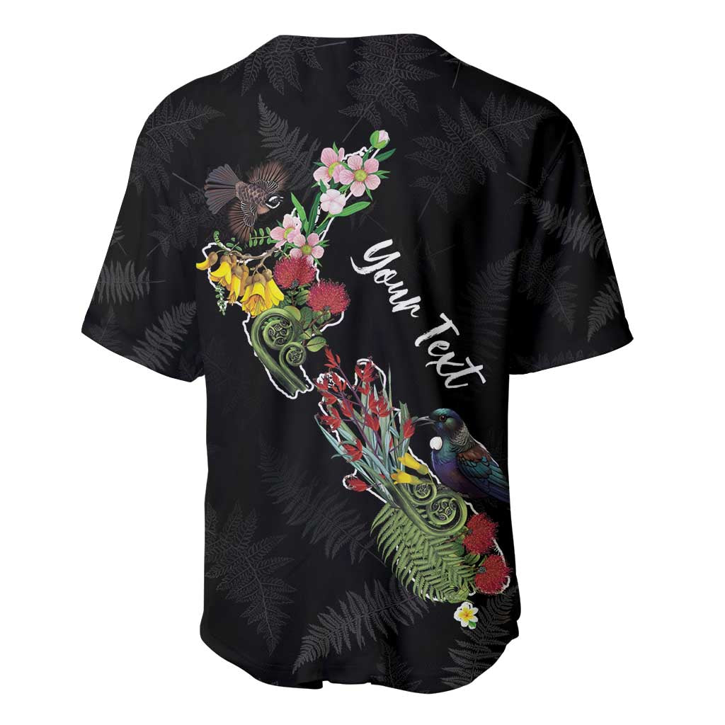 Kia Ora New Zealand Floral Personalized Baseball Jersey Black - Polynesian Pride