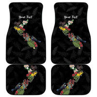 Kia Ora New Zealand Floral Personalized Car Mats Black - Polynesian Pride