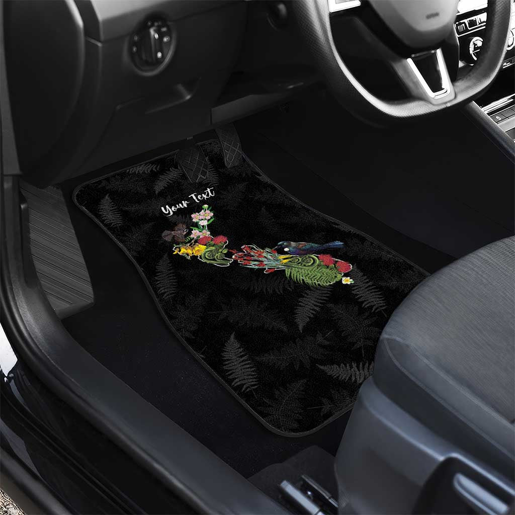 Kia Ora New Zealand Floral Personalized Car Mats Black - Polynesian Pride