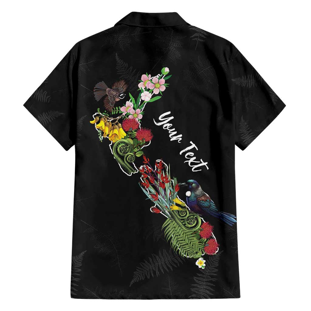 Kia Ora New Zealand Floral Personalized Hawaiian Shirt Black - Polynesian Pride