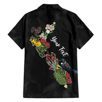 Kia Ora New Zealand Floral Personalized Hawaiian Shirt Black - Polynesian Pride
