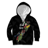 Kia Ora New Zealand Floral Personalized Kid Hoodie Black - Polynesian Pride