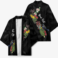 Kia Ora New Zealand Floral Personalized Kimono Black - Polynesian Pride