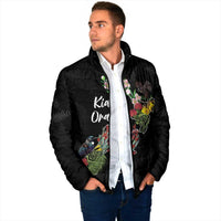 Kia Ora New Zealand Floral Personalized Padded Jacket Black - Polynesian Pride