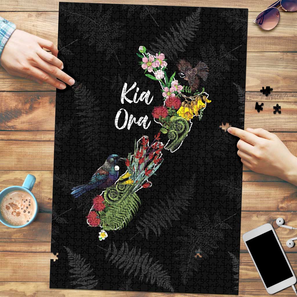 Kia Ora New Zealand Floral Puzzle Black - Polynesian Pride