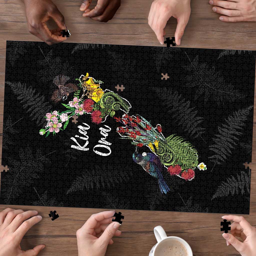 Kia Ora New Zealand Floral Puzzle Black - Polynesian Pride