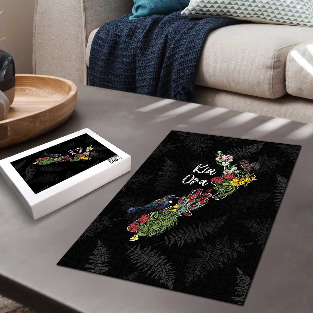 Kia Ora New Zealand Floral Puzzle Black - Polynesian Pride