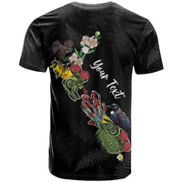 Kia Ora New Zealand Floral Personalized T Shirt Black - Polynesian Pride