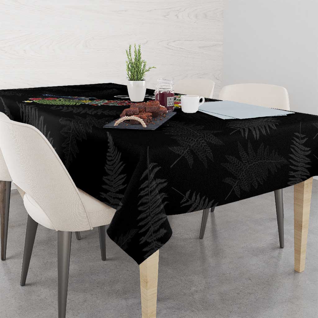 Kia Ora New Zealand Floral Tablecloth Black - Polynesian Pride
