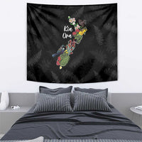 Kia Ora New Zealand Floral Tapestry Black - Polynesian Pride
