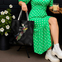 Kia Ora New Zealand Floral Tote Bag Black - Polynesian Pride