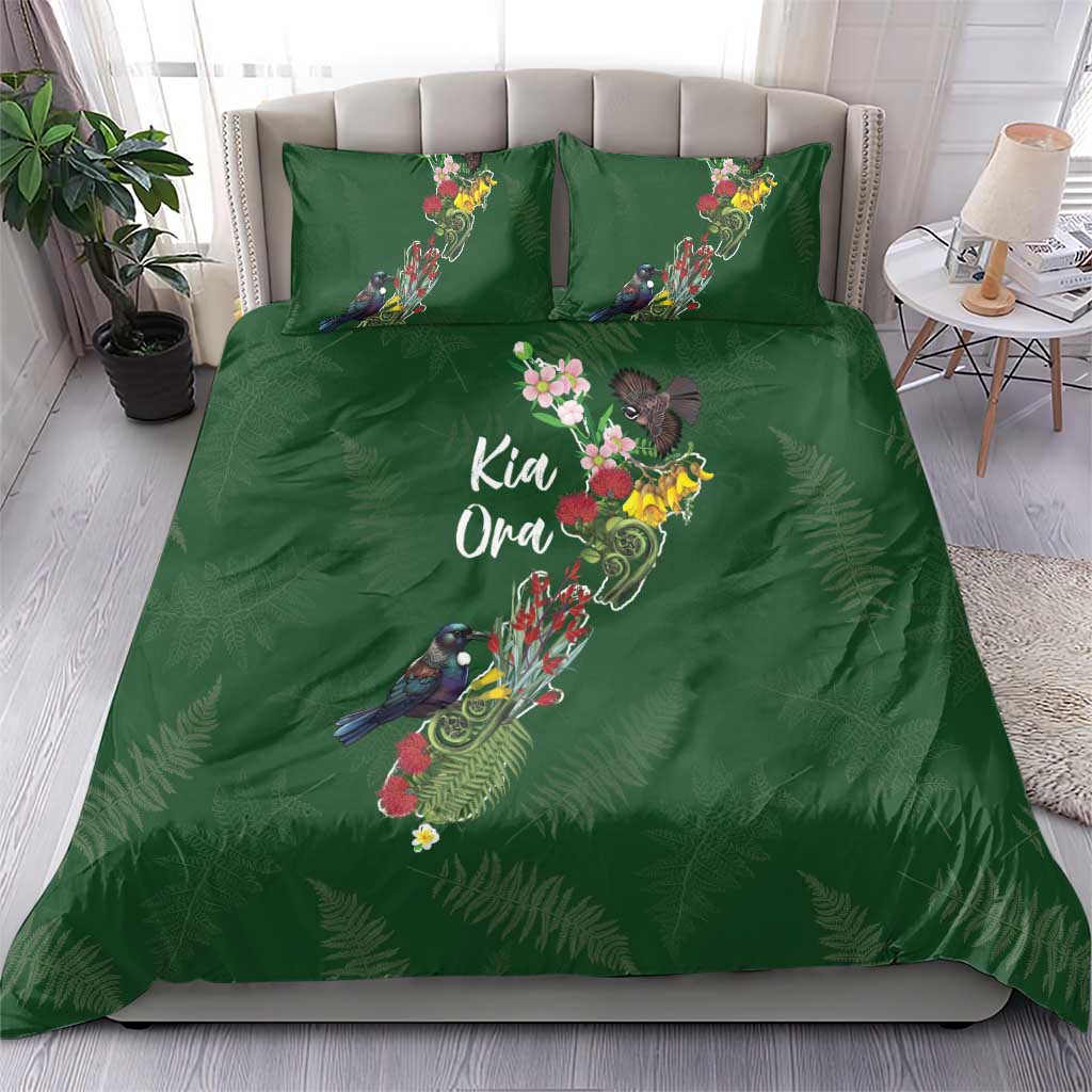 Kia Ora New Zealand Floral Bedding Set Sage Green - Polynesian Pride