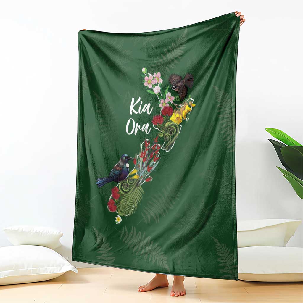 Kia Ora New Zealand Floral Blanket Sage Green - Polynesian Pride