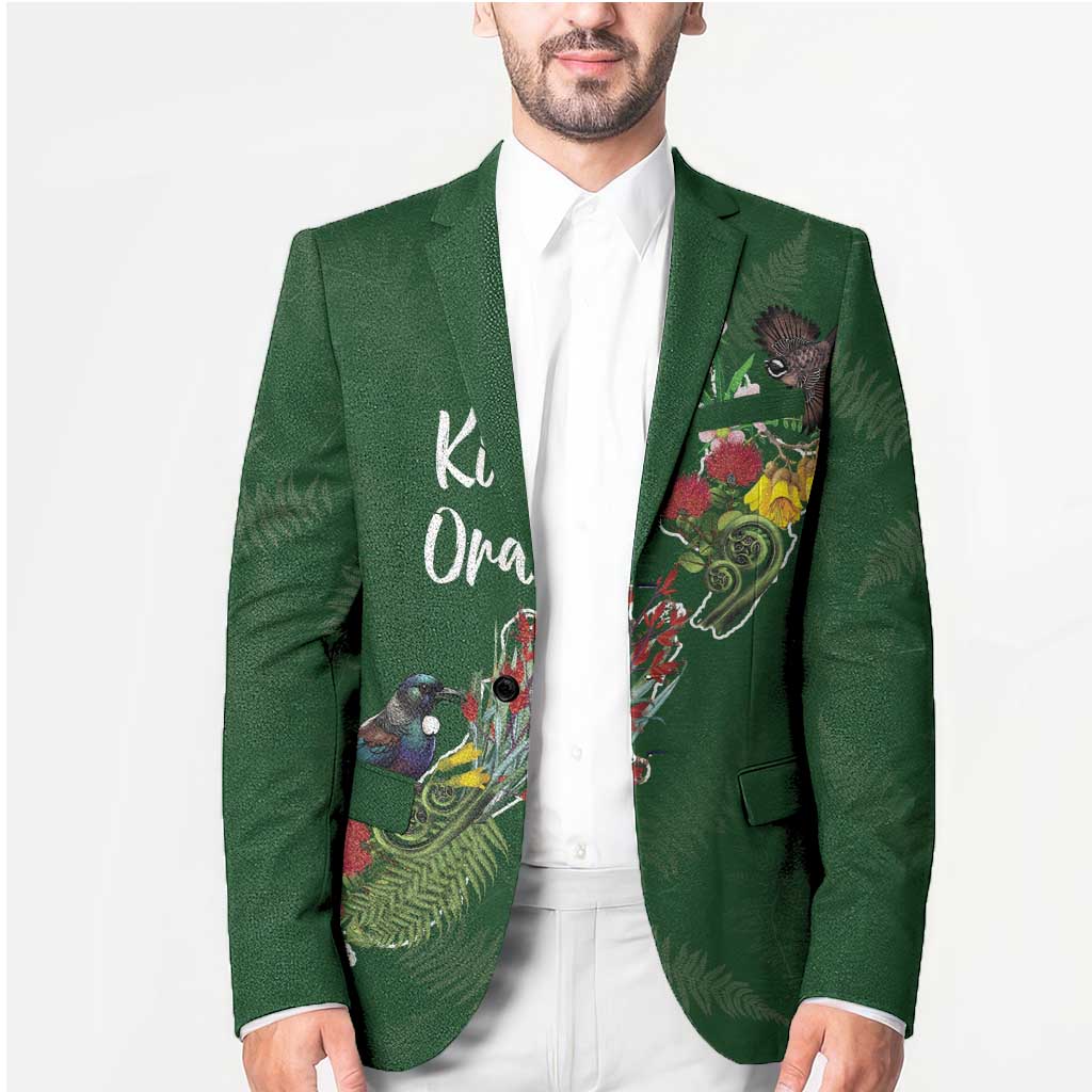 Kia Ora New Zealand Floral Personalized Blazer Sage Green - Polynesian Pride