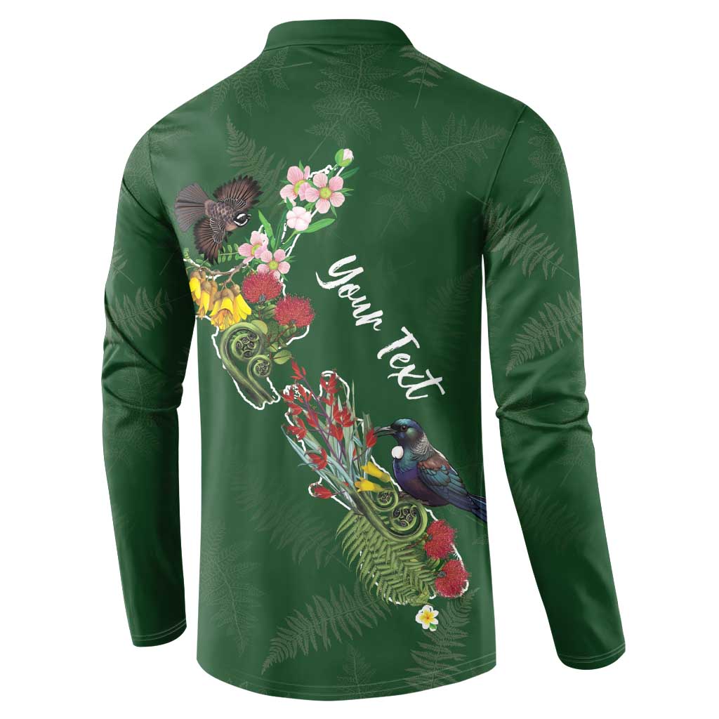 Kia Ora New Zealand Floral Personalized Button Sweatshirt Sage Green - Polynesian Pride