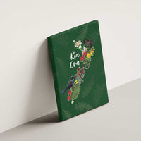 Kia Ora New Zealand Floral Canvas Wall Art Sage Green - Polynesian Pride