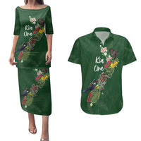 Kia Ora New Zealand Floral Personalized Couples Matching Puletasi and Hawaiian Shirt Sage Green - Polynesian Pride