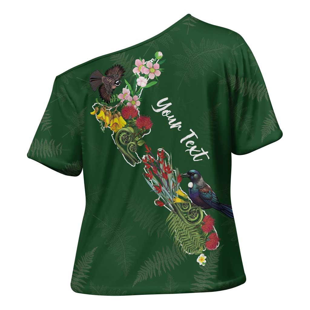 Kia Ora New Zealand Floral Personalized Cross Shoulder Shirt Sage Green - Polynesian Pride
