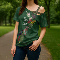 Kia Ora New Zealand Floral Personalized Cross Shoulder Shirt Sage Green - Polynesian Pride