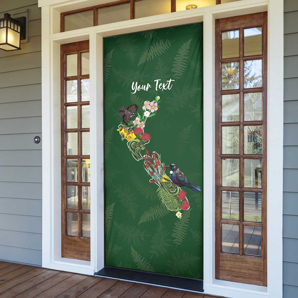Kia Ora New Zealand Floral Personalized Door Cover Sage Green - Polynesian Pride