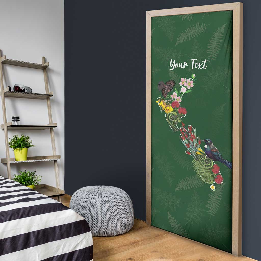 Kia Ora New Zealand Floral Personalized Door Cover Sage Green - Polynesian Pride