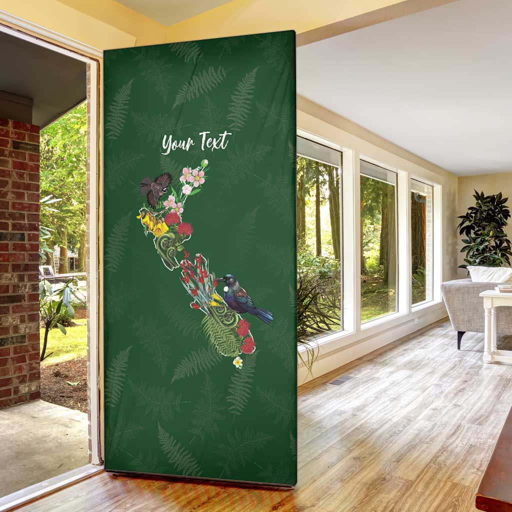 Kia Ora New Zealand Floral Personalized Door Cover Sage Green - Polynesian Pride