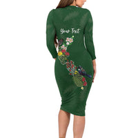 Kia Ora New Zealand Floral Personalized Family Matching Long Sleeve Bodycon Dress and Hawaiian Shirt Sage Green - Polynesian Pride