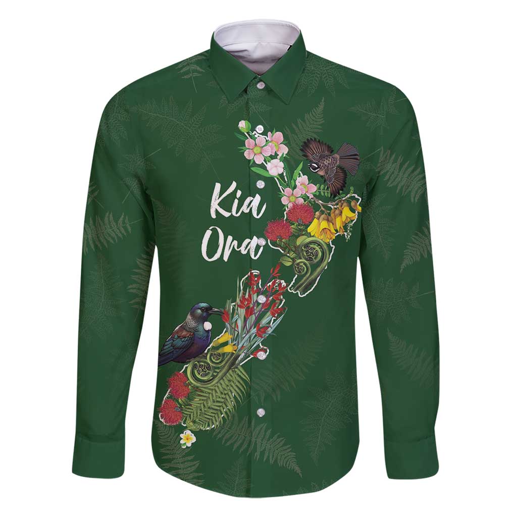 Kia Ora New Zealand Floral Personalized Family Matching Mermaid Dress and Hawaiian Shirt Sage Green - Polynesian Pride
