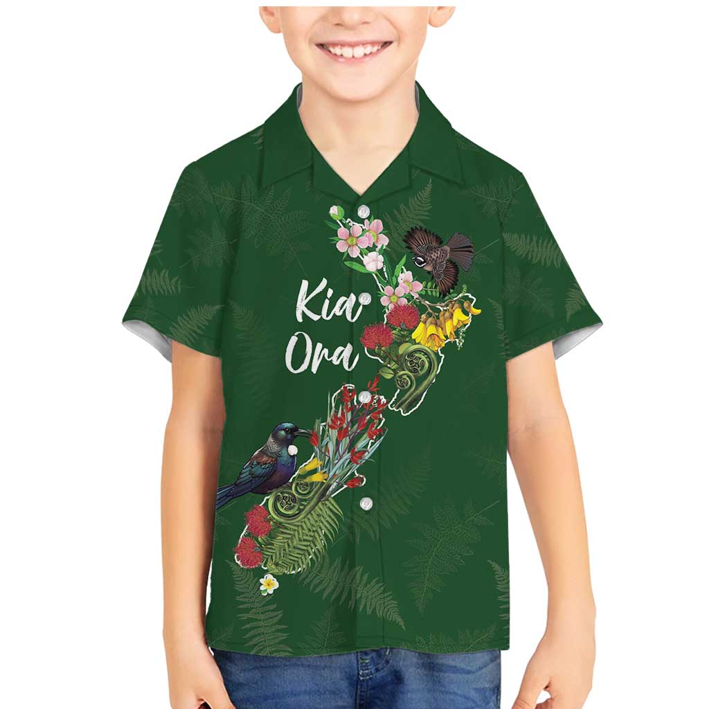 Kia Ora New Zealand Floral Personalized Family Matching Mermaid Dress and Hawaiian Shirt Sage Green - Polynesian Pride