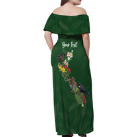 Kia Ora New Zealand Floral Personalized Family Matching Off Shoulder Maxi Dress and Hawaiian Shirt Sage Green - Polynesian Pride