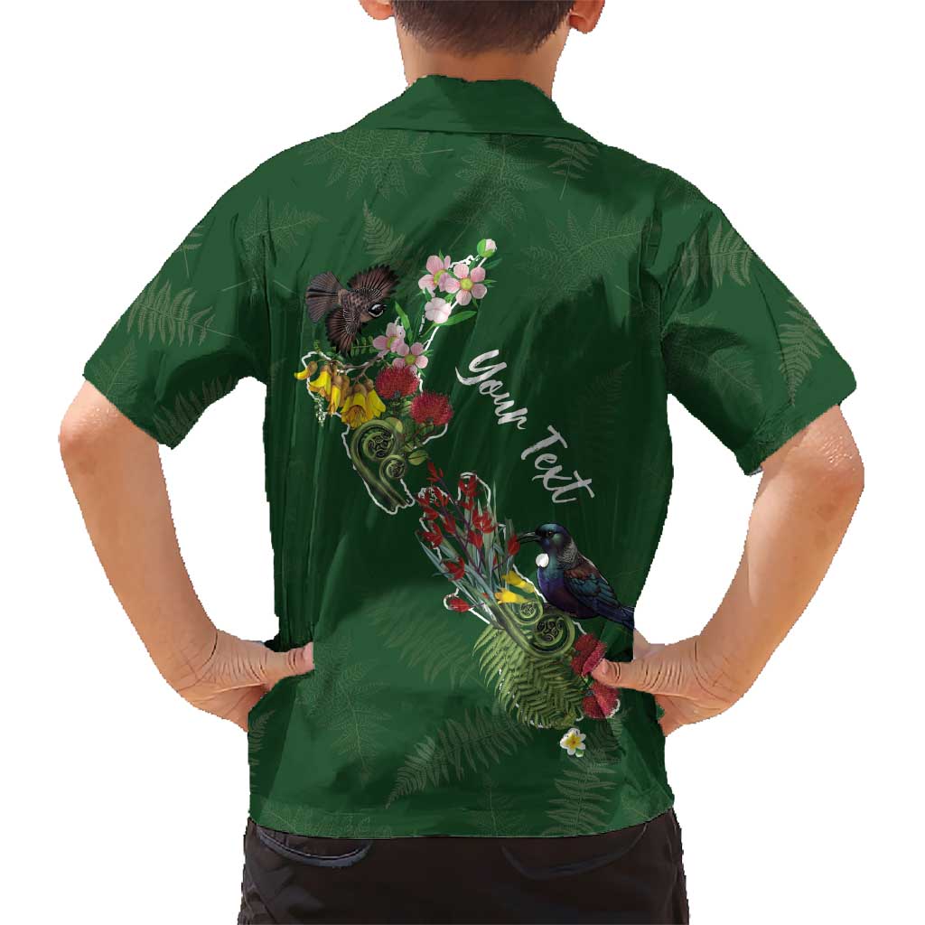 Kia Ora New Zealand Floral Personalized Family Matching Off Shoulder Short Dress and Hawaiian Shirt Sage Green - Polynesian Pride