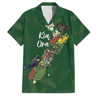 Kia Ora New Zealand Floral Personalized Family Matching Off Shoulder Short Dress and Hawaiian Shirt Sage Green - Polynesian Pride