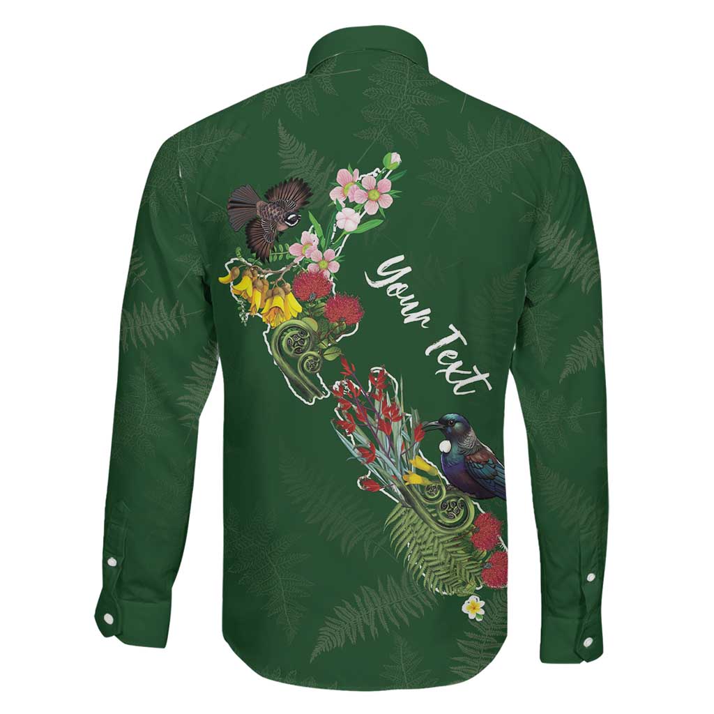 Kia Ora New Zealand Floral Personalized Family Matching Off Shoulder Short Dress and Hawaiian Shirt Sage Green - Polynesian Pride