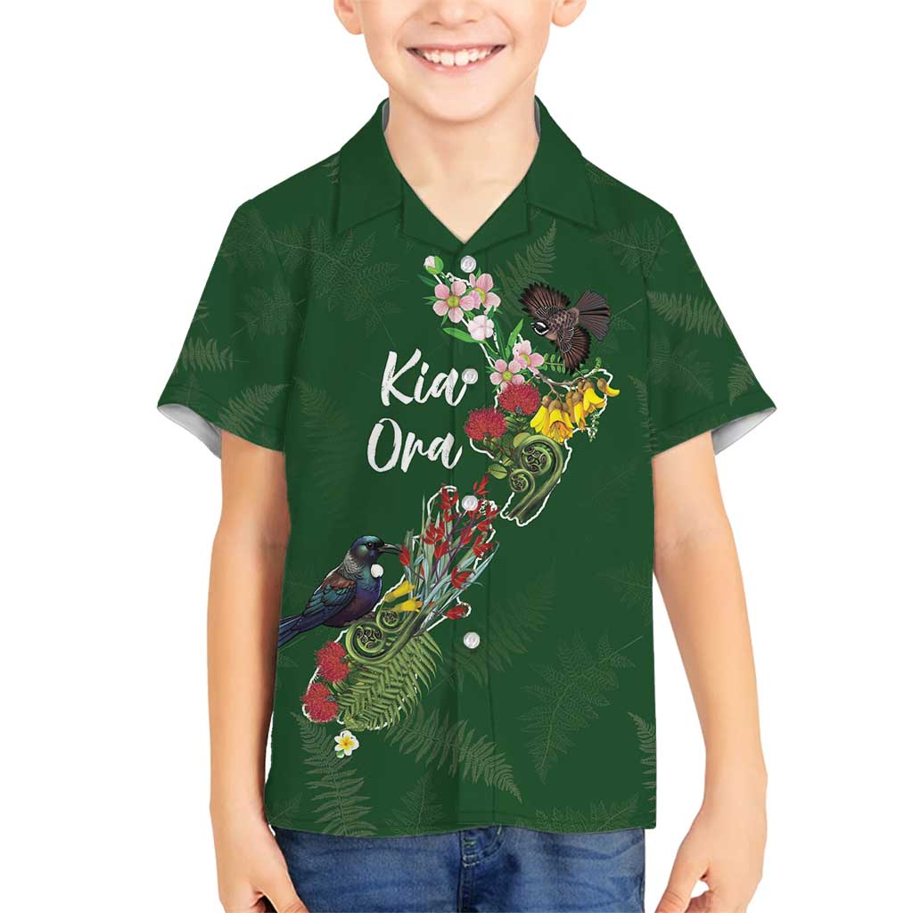 Kia Ora New Zealand Floral Personalized Family Matching Summer Maxi Dress and Hawaiian Shirt Sage Green - Polynesian Pride