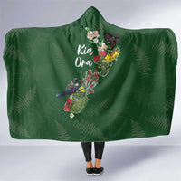 Kia Ora New Zealand Floral Hooded Blanket Sage Green - Polynesian Pride