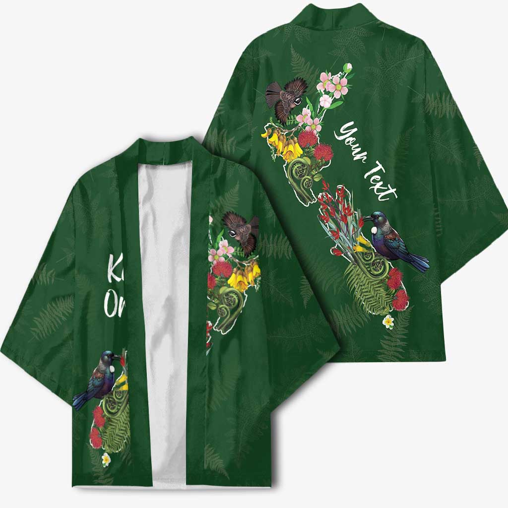 Kia Ora New Zealand Floral Personalized Kimono Sage Green - Polynesian Pride