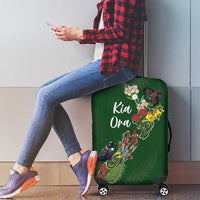 Kia Ora New Zealand Floral Luggage Cover Sage Green - Polynesian Pride