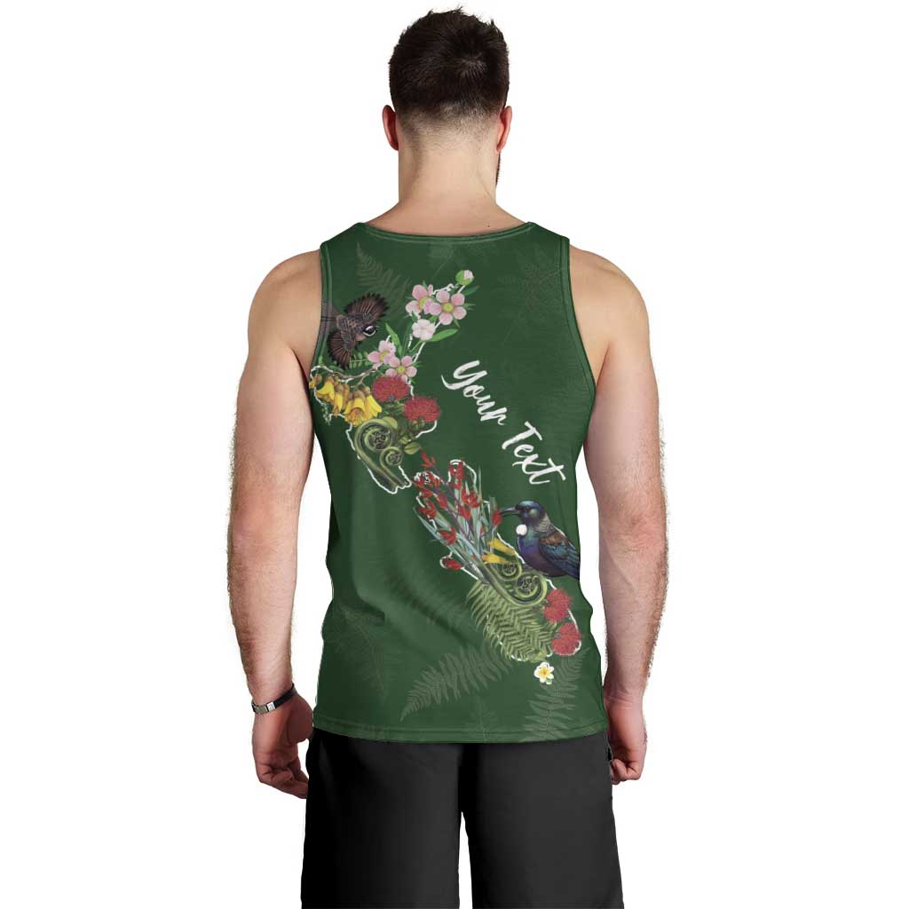 Kia Ora New Zealand Floral Personalized Men Tank Top Sage Green - Polynesian Pride