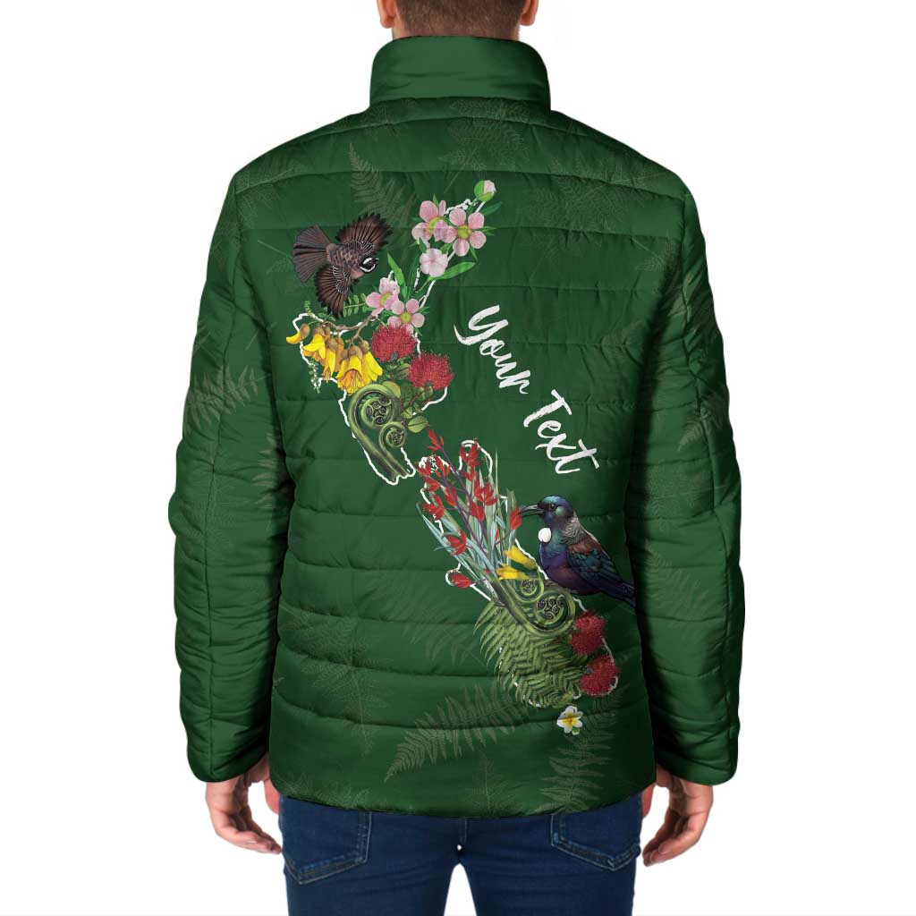 Kia Ora New Zealand Floral Personalized Padded Jacket Sage Green - Polynesian Pride