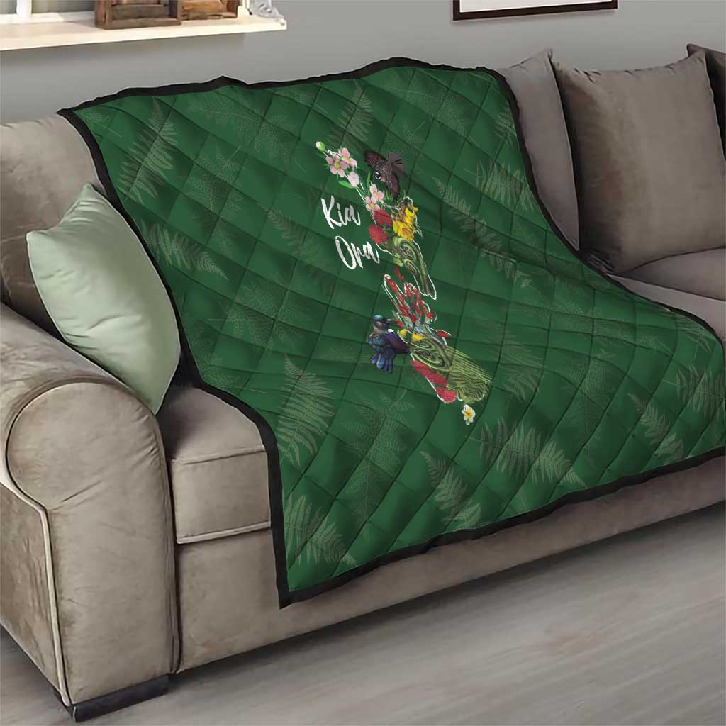 Kia Ora New Zealand Floral Quilt Sage Green - Polynesian Pride