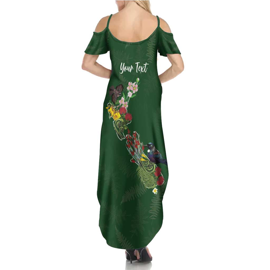 Kia Ora New Zealand Floral Personalized Summer Maxi Dress Sage Green - Polynesian Pride