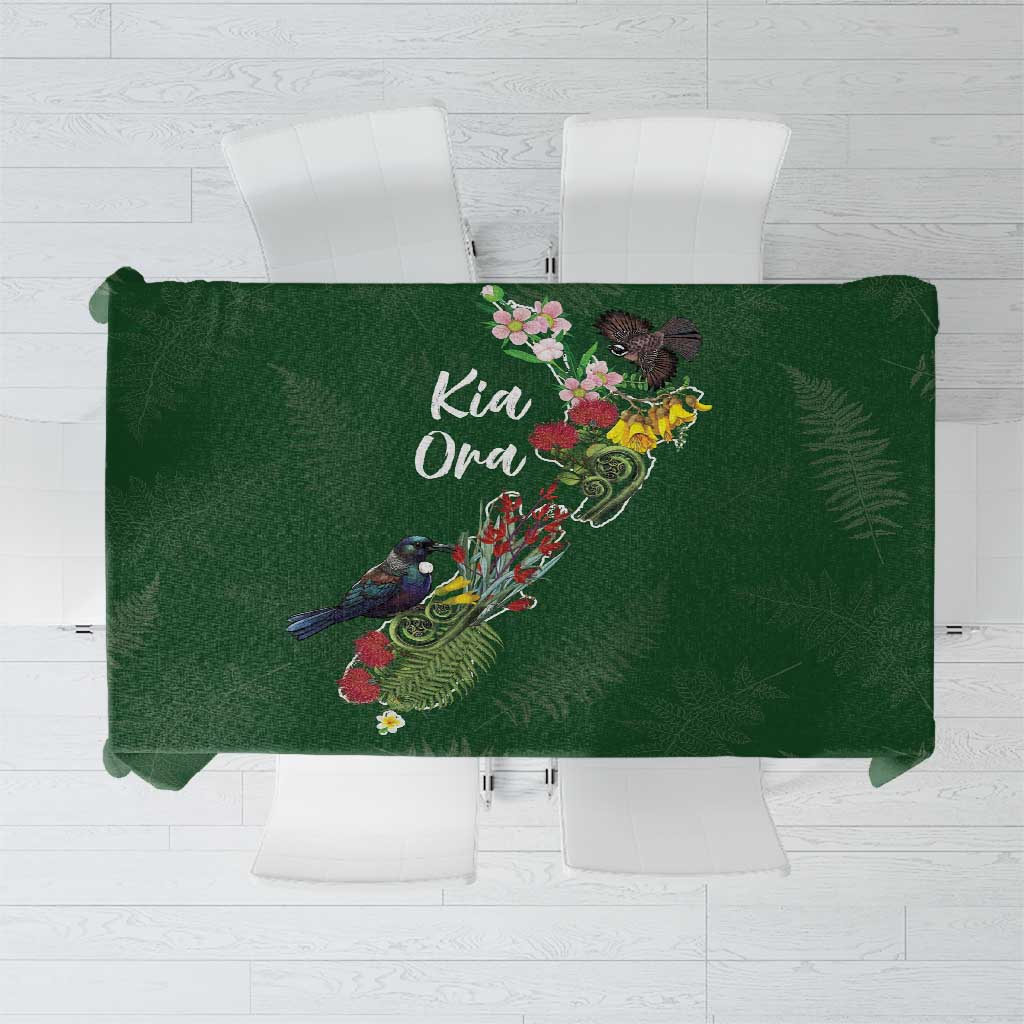Kia Ora New Zealand Floral Tablecloth Sage Green - Polynesian Pride