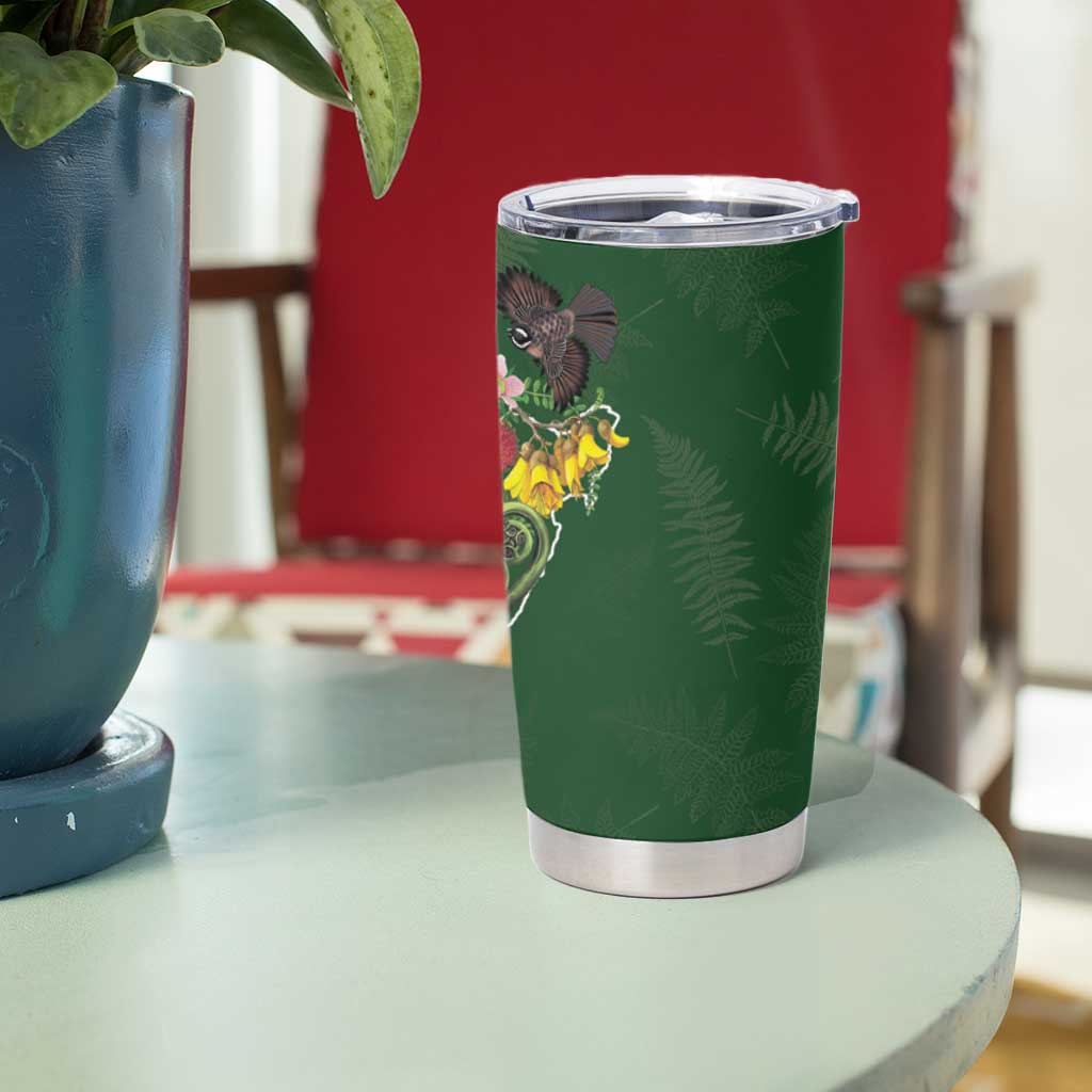 Kia Ora New Zealand Floral Tumbler Cup Sage Green - Polynesian Pride