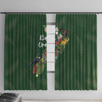 Kia Ora New Zealand Floral Window Curtain Sage Green - Polynesian Pride
