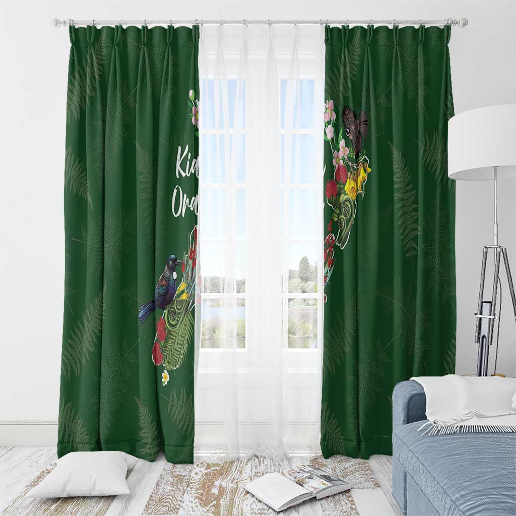 Kia Ora New Zealand Floral Window Curtain Sage Green - Polynesian Pride