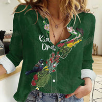 Kia Ora New Zealand Floral Personalized Women Casual Shirt Sage Green - Polynesian Pride