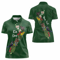 Kia Ora New Zealand Floral Personalized Women Polo Shirt Sage Green - Polynesian Pride