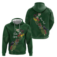 Kia Ora New Zealand Floral Personalized Zip Hoodie Sage Green - Polynesian Pride