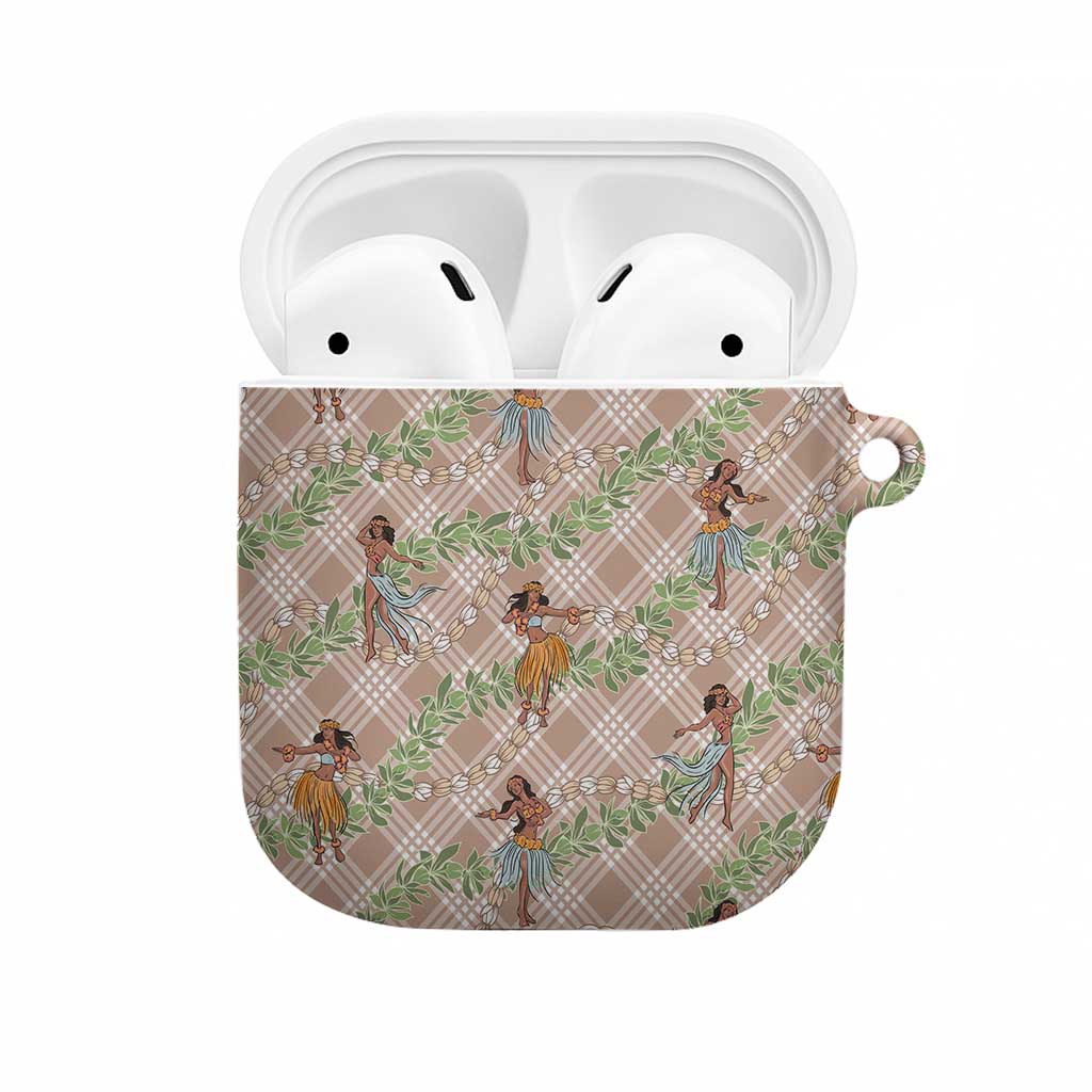 Beige Palaka Hula Girls Seamless Hawaii Aloha AirPods Case LT7 Beige - Polynesian Pride
